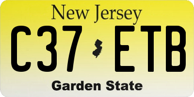 NJ license plate C37ETB