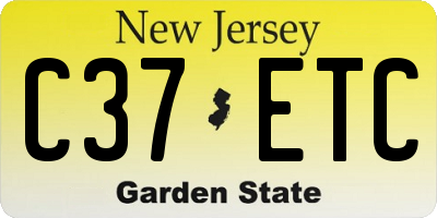 NJ license plate C37ETC