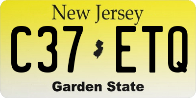 NJ license plate C37ETQ
