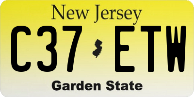 NJ license plate C37ETW
