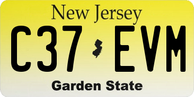 NJ license plate C37EVM