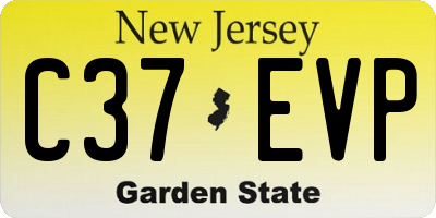 NJ license plate C37EVP