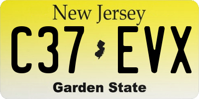 NJ license plate C37EVX
