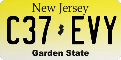 NJ license plate C37EVY