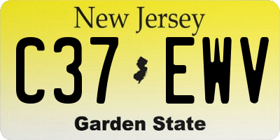 NJ license plate C37EWV