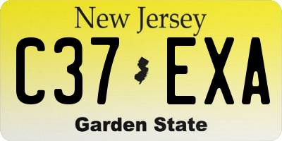 NJ license plate C37EXA
