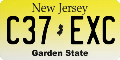 NJ license plate C37EXC