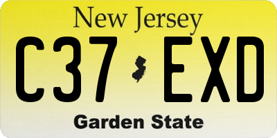 NJ license plate C37EXD
