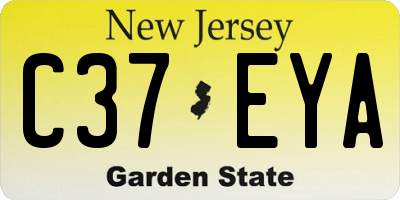 NJ license plate C37EYA