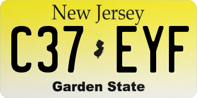 NJ license plate C37EYF
