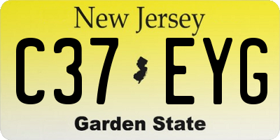 NJ license plate C37EYG
