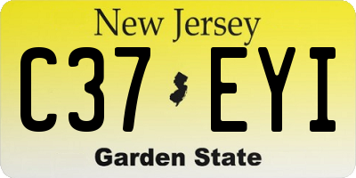 NJ license plate C37EYI