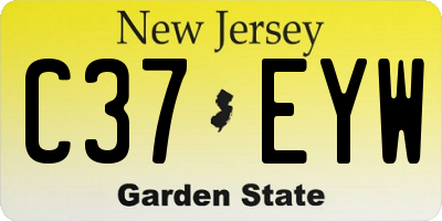 NJ license plate C37EYW