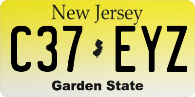 NJ license plate C37EYZ