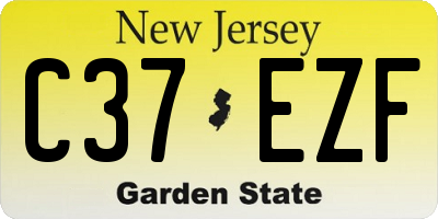 NJ license plate C37EZF