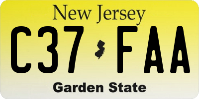NJ license plate C37FAA