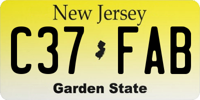NJ license plate C37FAB