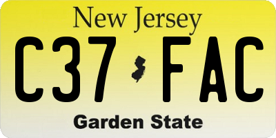 NJ license plate C37FAC