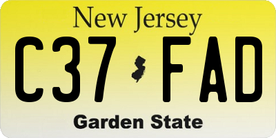 NJ license plate C37FAD