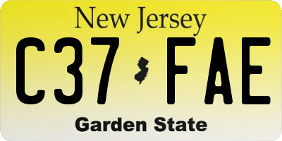 NJ license plate C37FAE