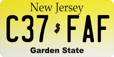 NJ license plate C37FAF