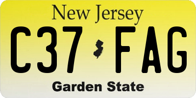NJ license plate C37FAG