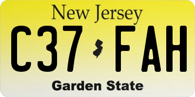 NJ license plate C37FAH