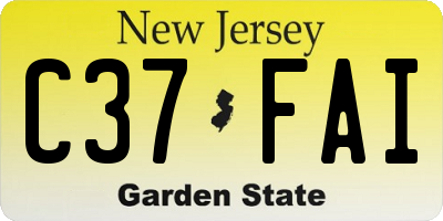 NJ license plate C37FAI