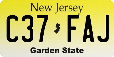 NJ license plate C37FAJ