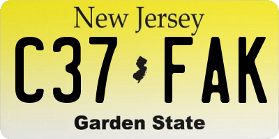 NJ license plate C37FAK