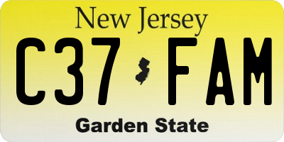 NJ license plate C37FAM
