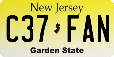 NJ license plate C37FAN