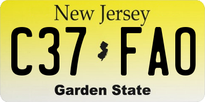 NJ license plate C37FAO
