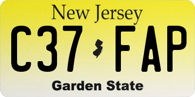 NJ license plate C37FAP