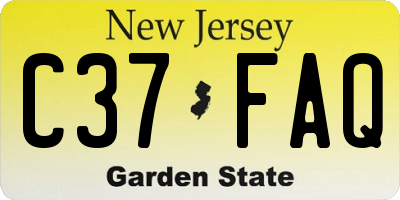 NJ license plate C37FAQ