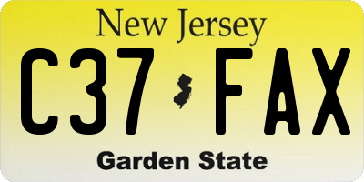 NJ license plate C37FAX