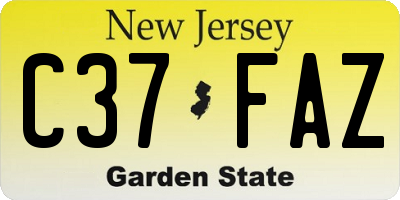 NJ license plate C37FAZ