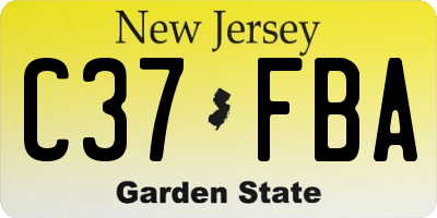 NJ license plate C37FBA