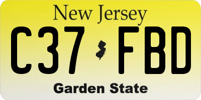 NJ license plate C37FBD