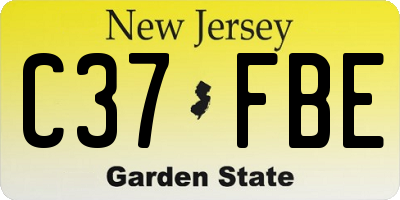 NJ license plate C37FBE
