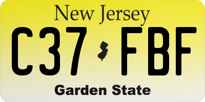 NJ license plate C37FBF