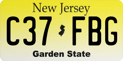 NJ license plate C37FBG