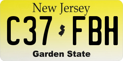 NJ license plate C37FBH