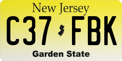 NJ license plate C37FBK