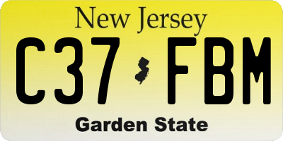 NJ license plate C37FBM