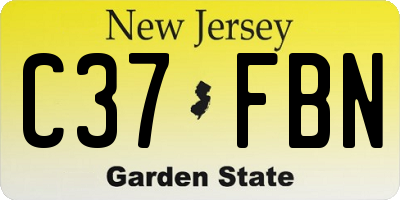 NJ license plate C37FBN