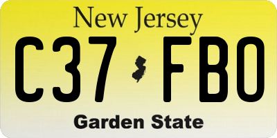 NJ license plate C37FBO