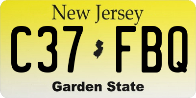 NJ license plate C37FBQ