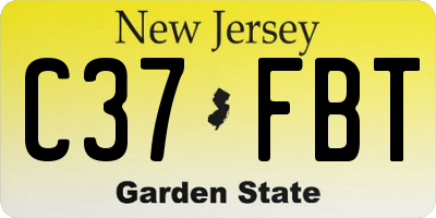 NJ license plate C37FBT