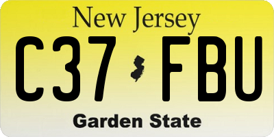 NJ license plate C37FBU